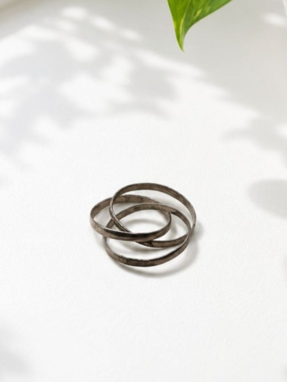 Vintage Sterling Silver Interlocking Hoop Earrings With Oxidized Finish